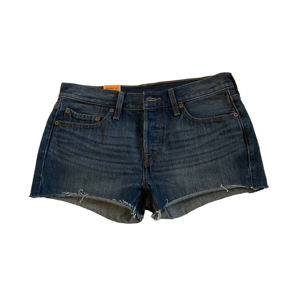 Levis 501 Denim Shorts Size 26 Medium Wash High Rise Button Fly Classic New - Picture 1 of 5